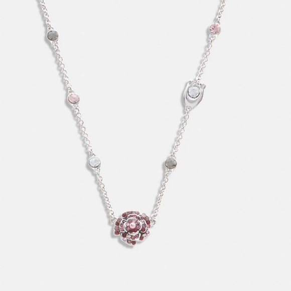 NWT Coach Sparkling Rose Stone Necklace MSRP $128 - Picture 2 of 3